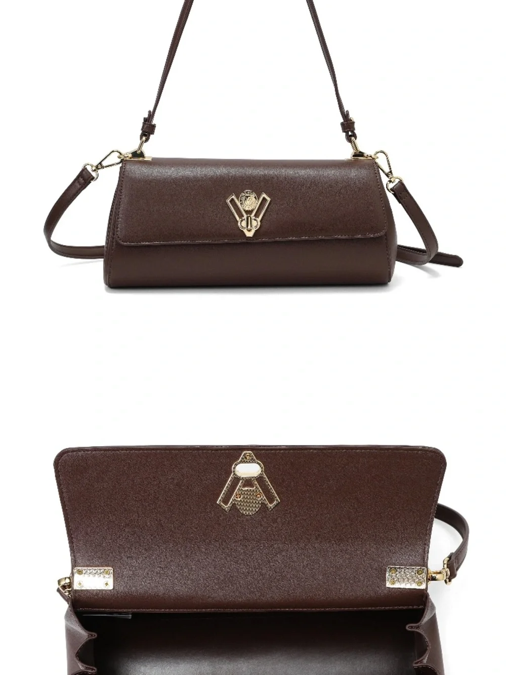 Valentino Orlandi Brown Crossbody Bag with Gold Emblem NWT